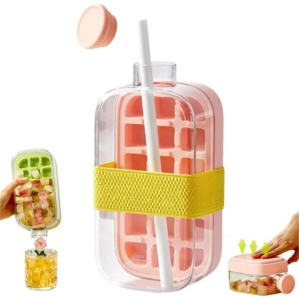 2 In 1 ice Cube Bottle with Straw