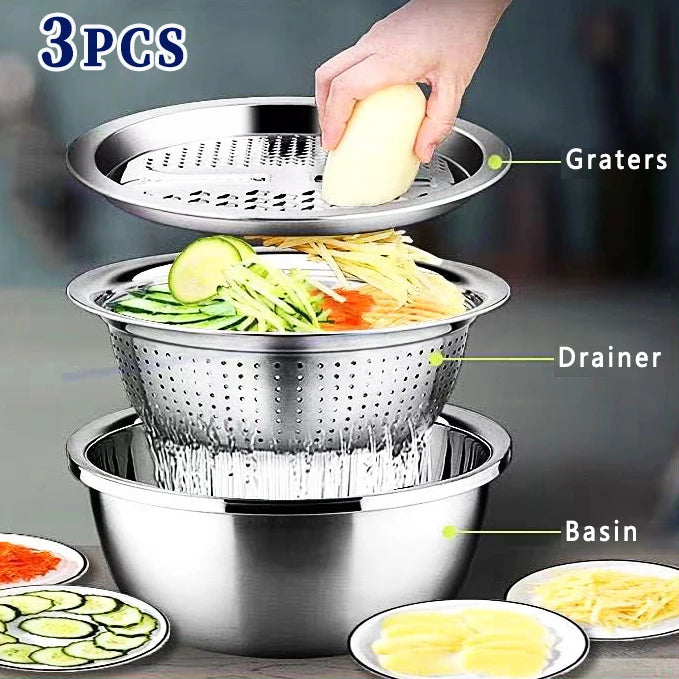 3pcs Stainless Steel Metal QX Kitchen Tools Food Chopper