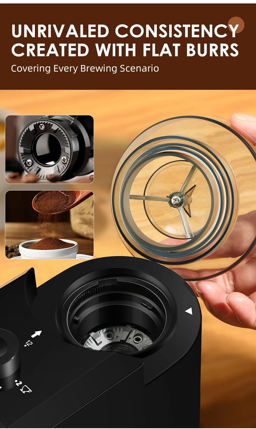 Electric Burr Mill Coffee Grinder Automatic Coffee Bean Grinding With 28 Grind Settings For Espresso French Press Drip 2-12 Cup