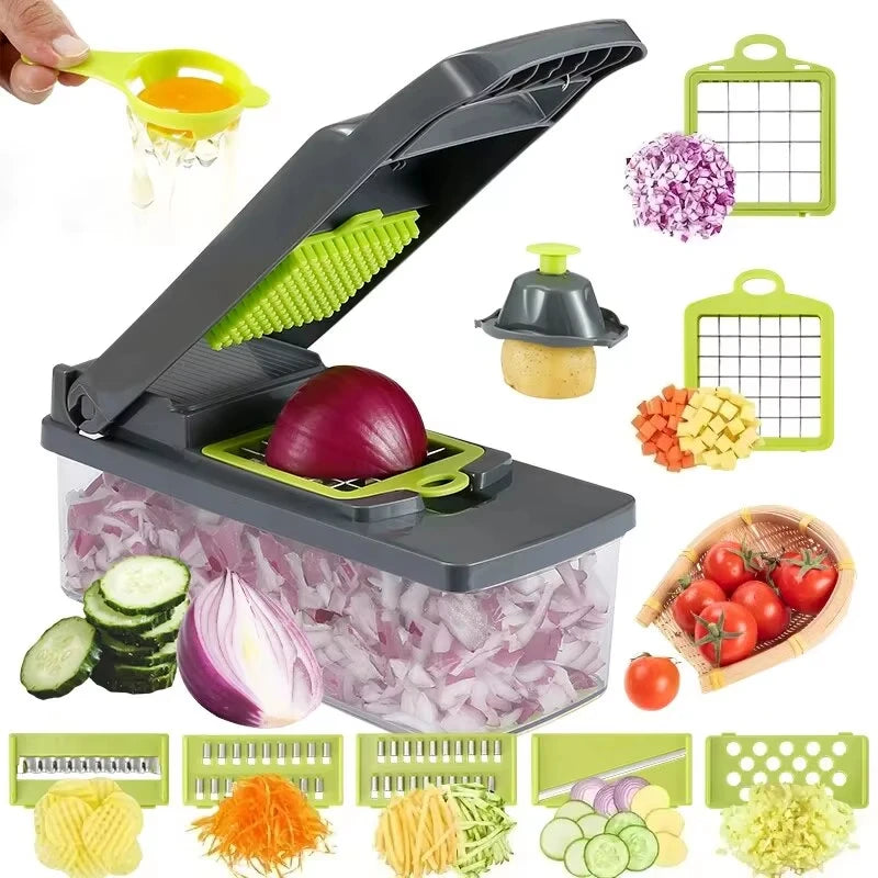 Multi-Blade Vegetable Chopper Set: All-in-One Tool for Dicing, Slicing & Grating Fruits & Veggies