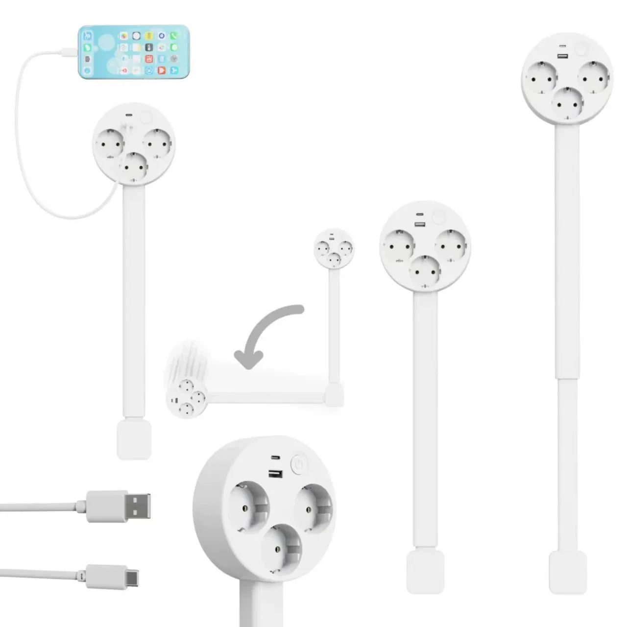 Electrical Outlet Extender Flat Plug Power Strip