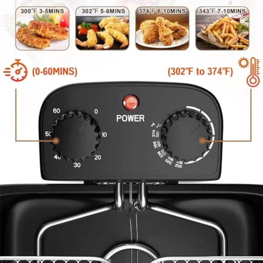 Electric Deep Fryer with Triple Baskets 5.3QT/21 Cup